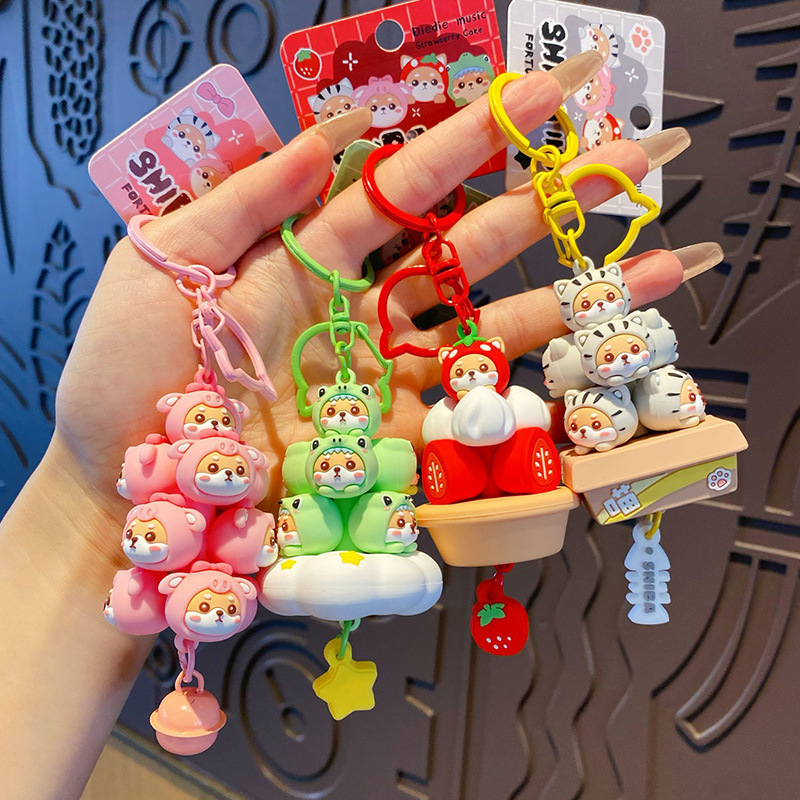 Genuine small wealth firewood stack music key chain cute cartoon key pendant bag pendant personalized fashion gift