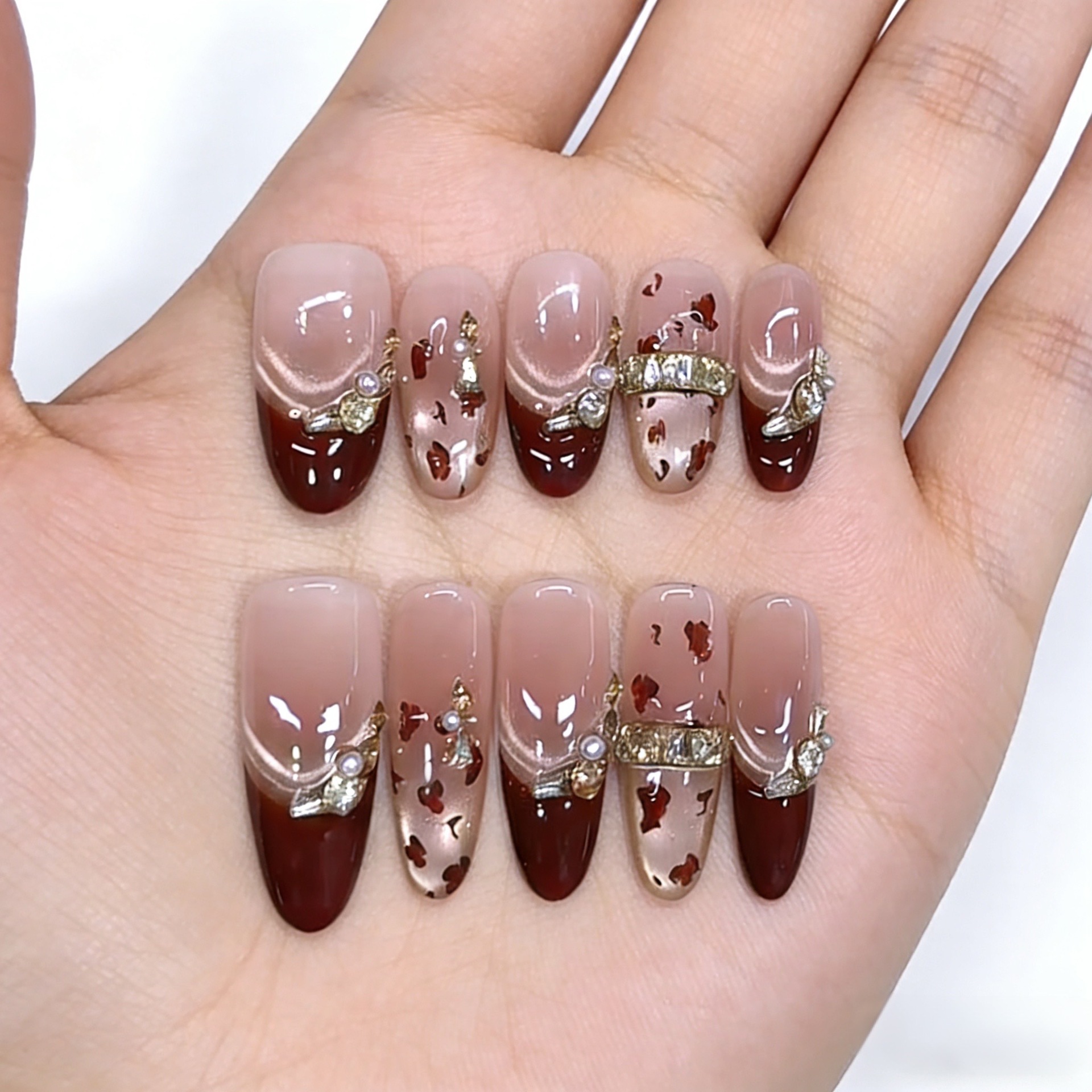 Nai Zi Handmade Wearable Nails New Year Edition Leopard Print Cat Eye Style Pure Desire Style Nail Stickers