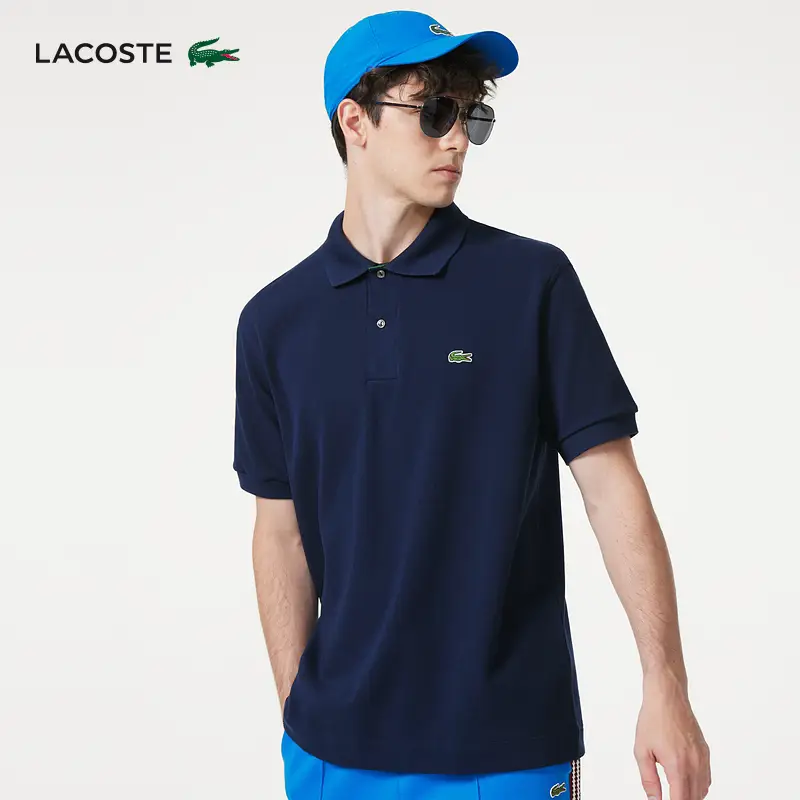 Lacoste French Crocodile Men's Business Casual Plaid Right Shoulder Short Sleeve T-Shirt Polo Shirt | L1221