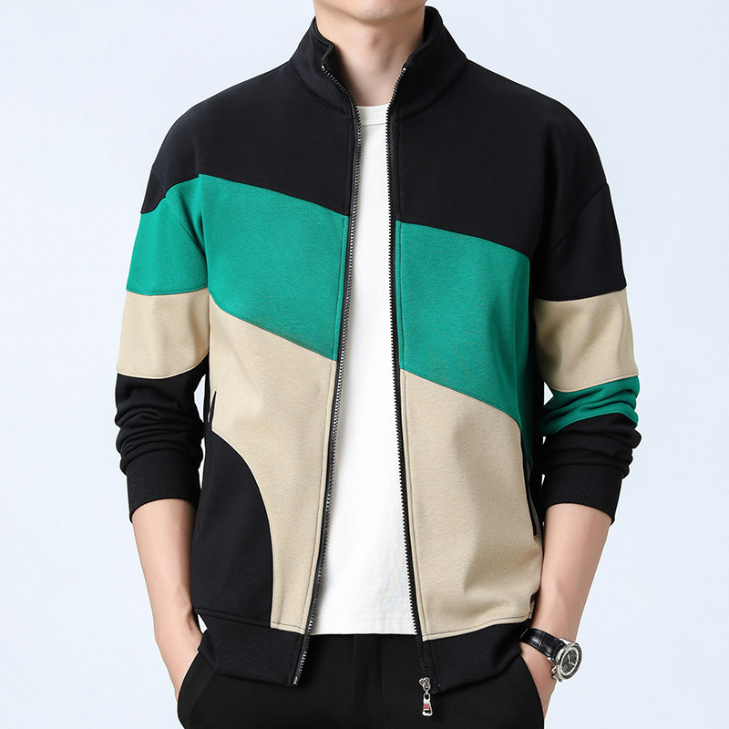 2023 New Men's Sweatshirt Cardigan Sports Casual Trendy Jacket Japanese Color-block Jacket Men's Jacket