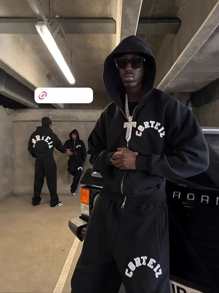 C-Letter Patch Embroidered Hoodie Set=MF