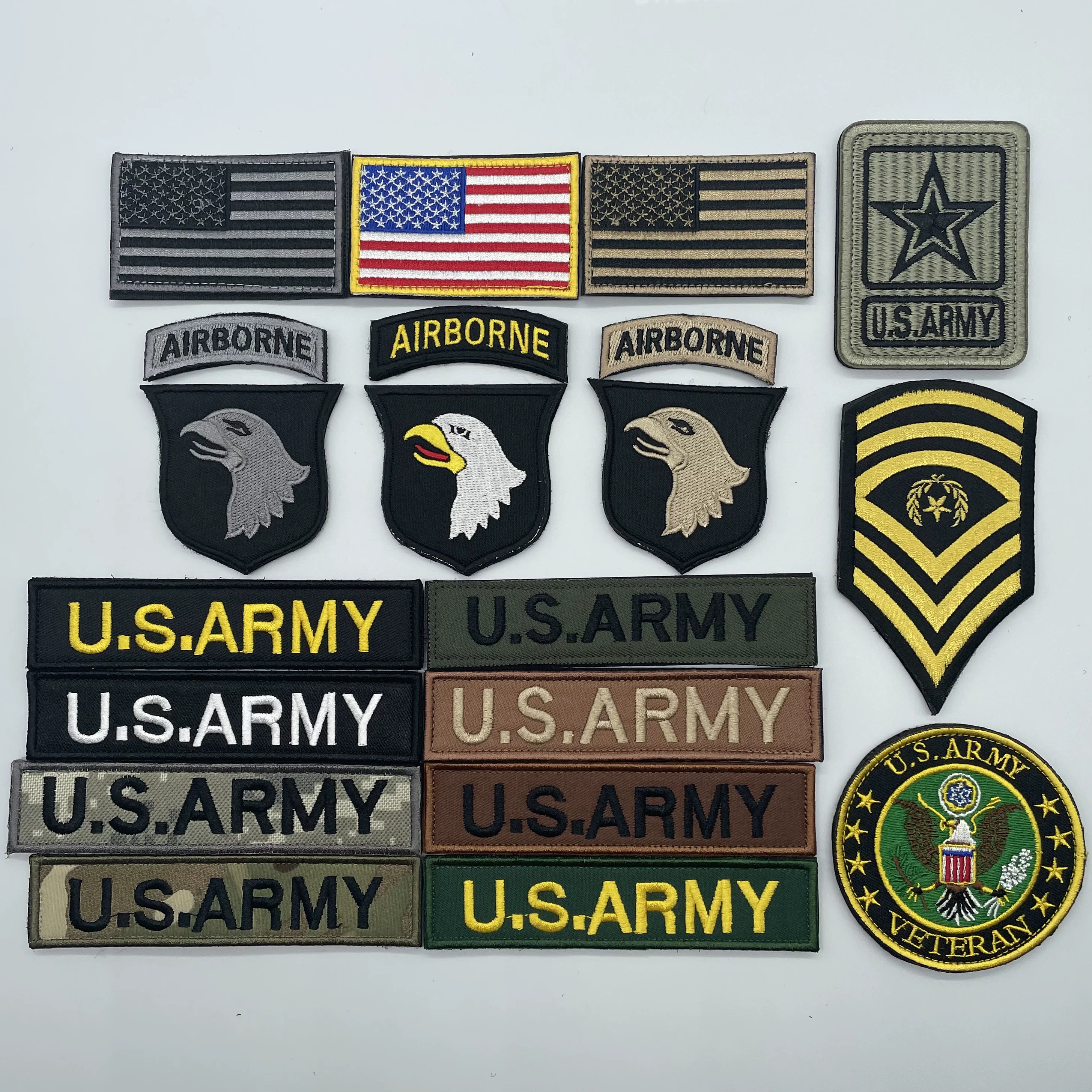 U.S. 101St Airborne Division Embroidered Velcro Patch Usarmy Long Strip Badge Military Enthusiast Tactical Morale Armband Emblem Foto QC de TAOBAO na Qualit.ly