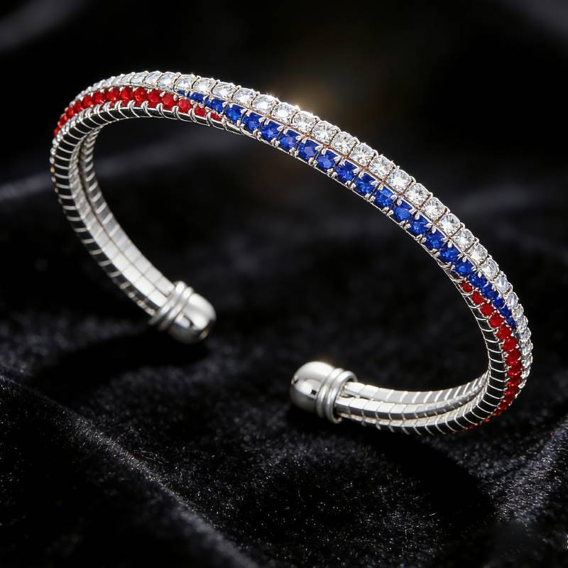 European and American Fashion Cross-Border Hot-Selling Luxury Trendy Rhinestone Multicolor Interwoven Independence Day Accessories Bracelet Jewelry Wholesale