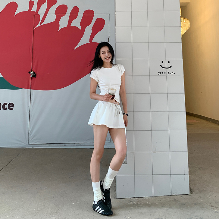 [Sanya] 25Ss Fashionable New White Anti-Glare Sports and Leisure Tennis Skirt for Women