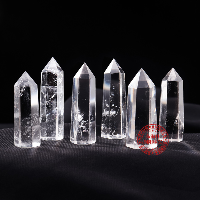 Manufacturer Wholesale Natural White Crystal Single Pointed Hexagonal Prism White Crystal Column White Crystal Raw Stone Polished Crystal Column Ornaments