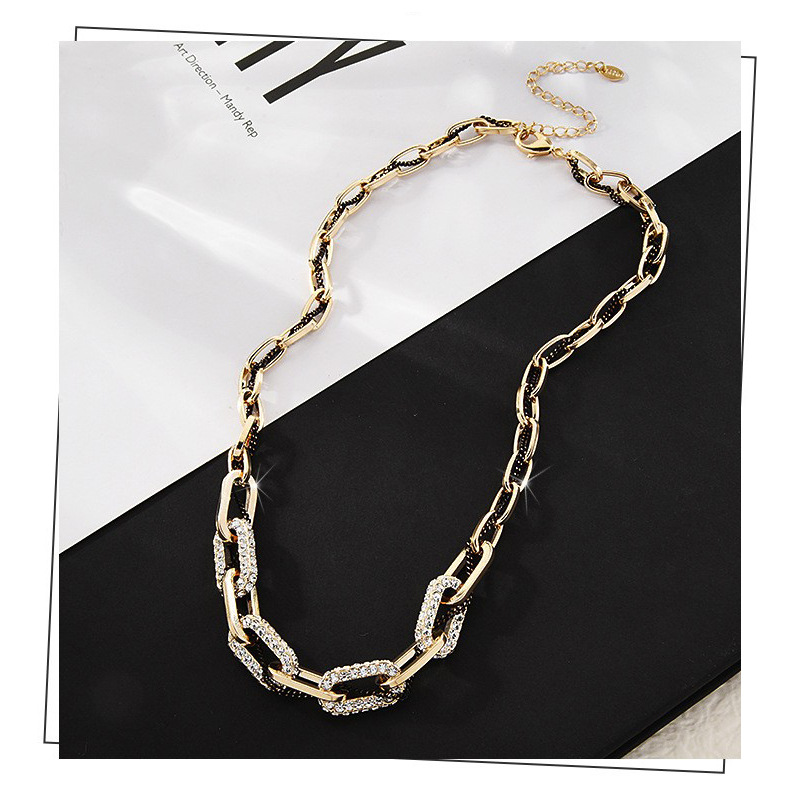Zircon Fine Flash Lockbone Chain Woven Vintage Niche Design Necklace Women ins Simple All-match Couple Chain Wholesale