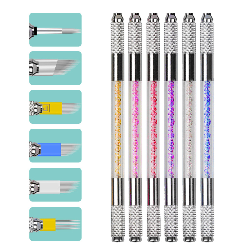 Semi-permanent tattoo tool handmade penholder fog eyebrow pencil crystal pen fog pen round needle row needle dual-purpose