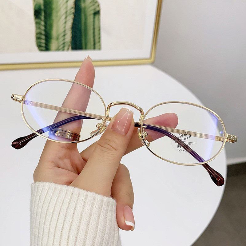 New Fashion Gold Frame for Short-sighted Eye Frame Women's TikTok Little Red Book Style Plain Anti-blue Light Glasses All-match Frame