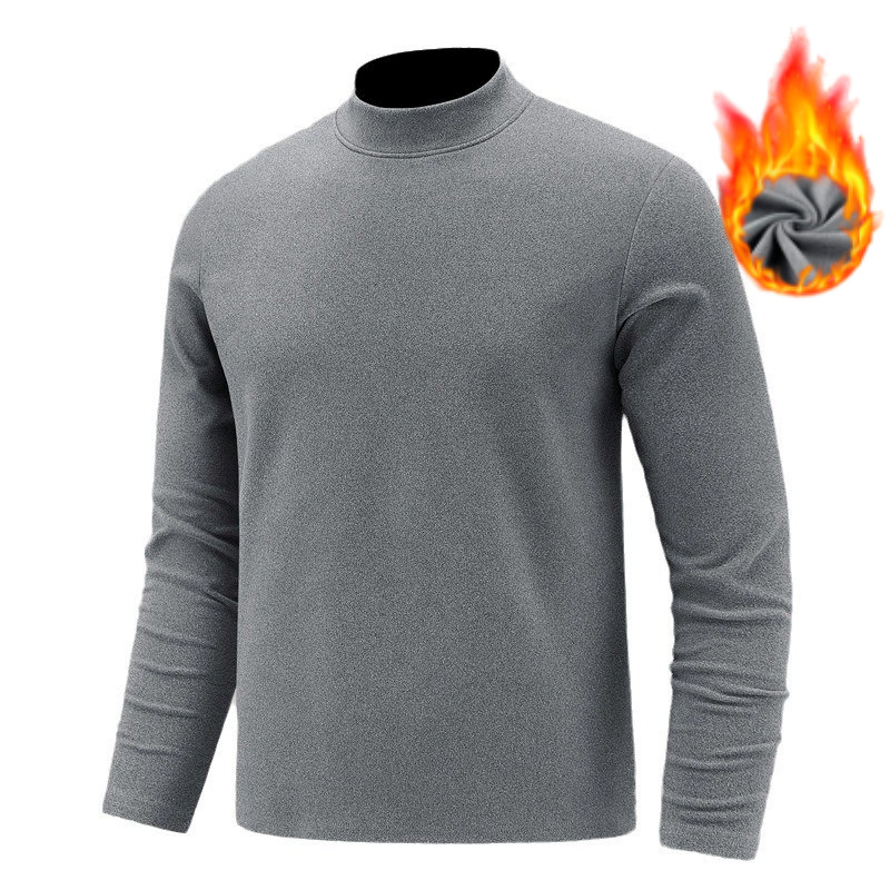 New Base Shirt Men's Winter fleece-lined plus size Long-sleeved T-shirt Autumn Clothes Inner Top Warm Base Shirt