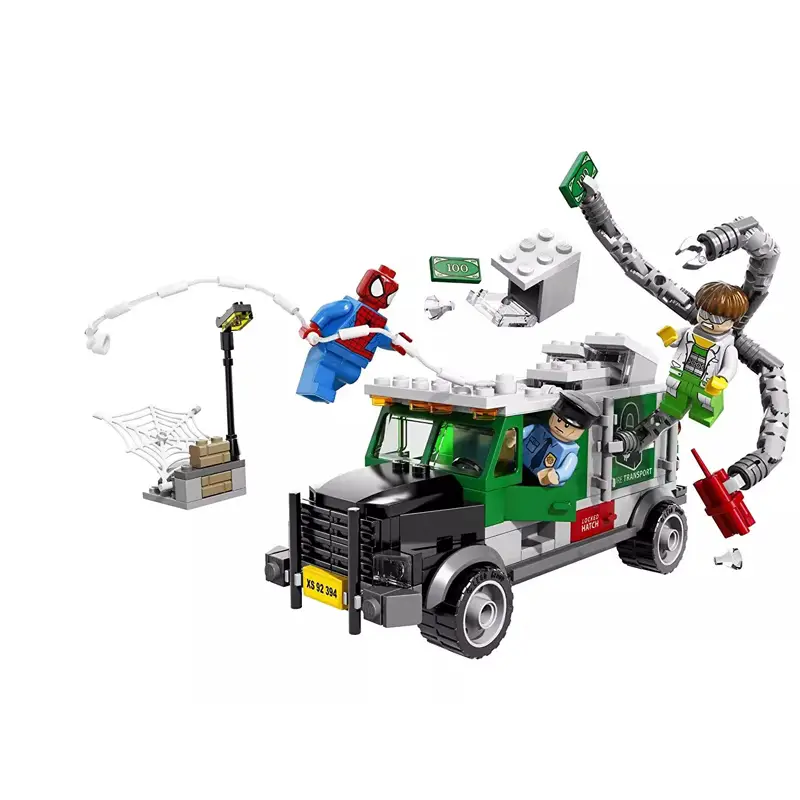 Chinese Building Block Superhero Spider-Man Doctor Octopus Robbery Truck 76015 Boy Assemble Toy 10239