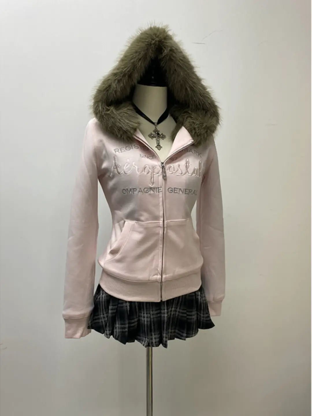 Baoye Young Adult Original Pink Fleece-lined Hooded Sweatshirt Outwear Women Winter 2024 New arrival Sweet Tops Trendy