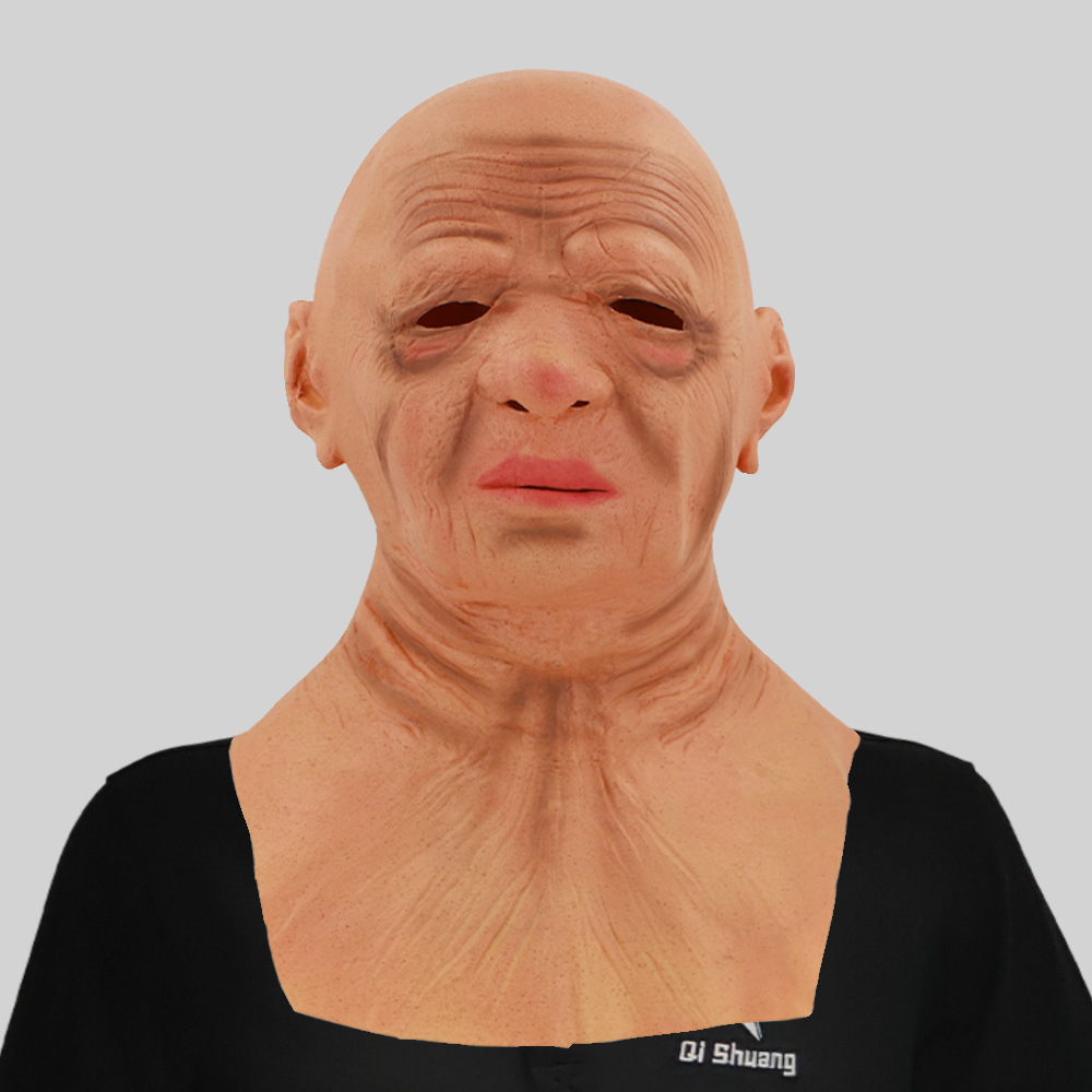 Funny Bald Old Lady Headgear for Masquerade, Cross-Border Live Streaming, Halloween Party Prank Props