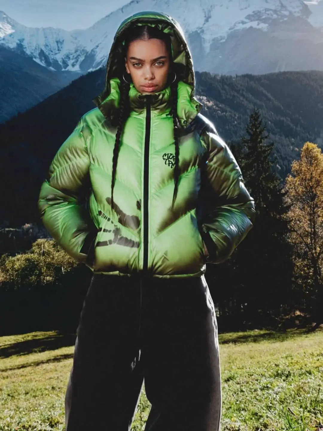 2025 Winter New arrival Thermal Cotton Jacket Green thickened Stand Collar with Hood Outwear Loose Heattech Cotton Padded Jacket for Men and Women
