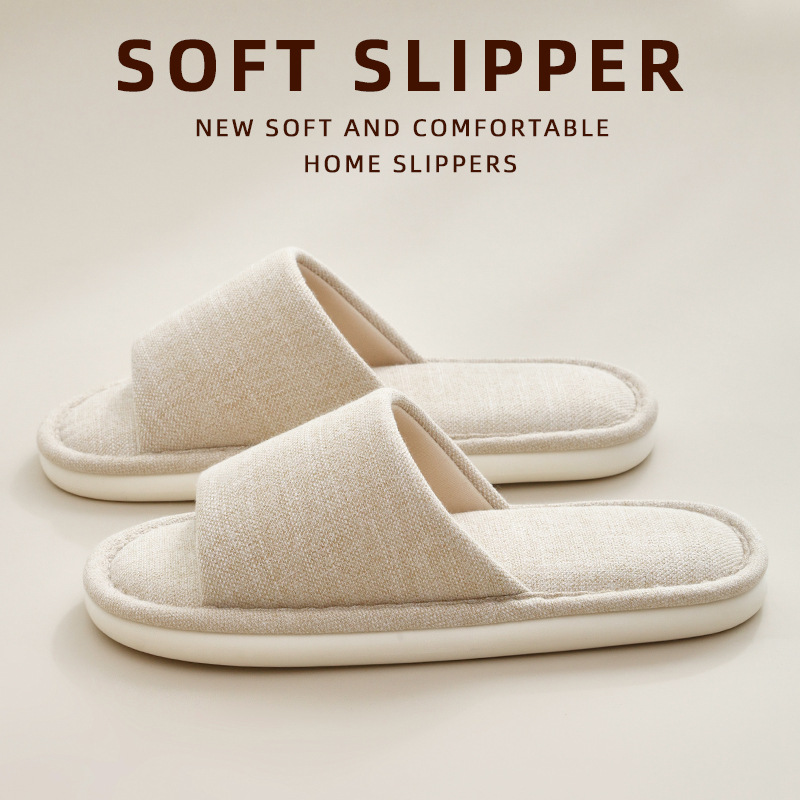 Four Seasons Linen Slippers Women Wholesale Summer Household Indoor Japanese Cotton Linen Silent Non-slip Wood Floor Men's Slippers