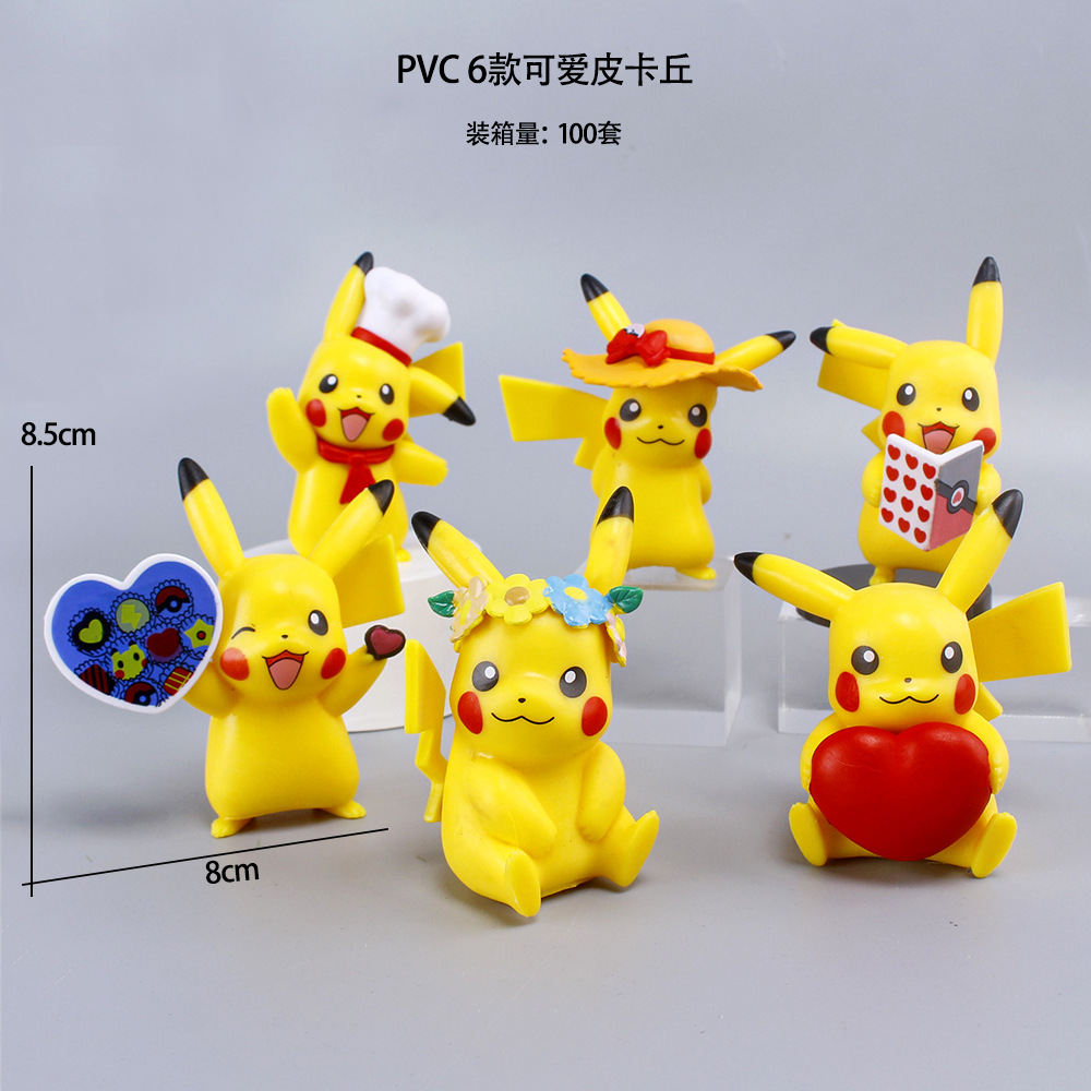 6 Cute Pikachu Wreath Hat Holding Love Pokémon Blind Box Hand-held Pet Elf Ornaments Car