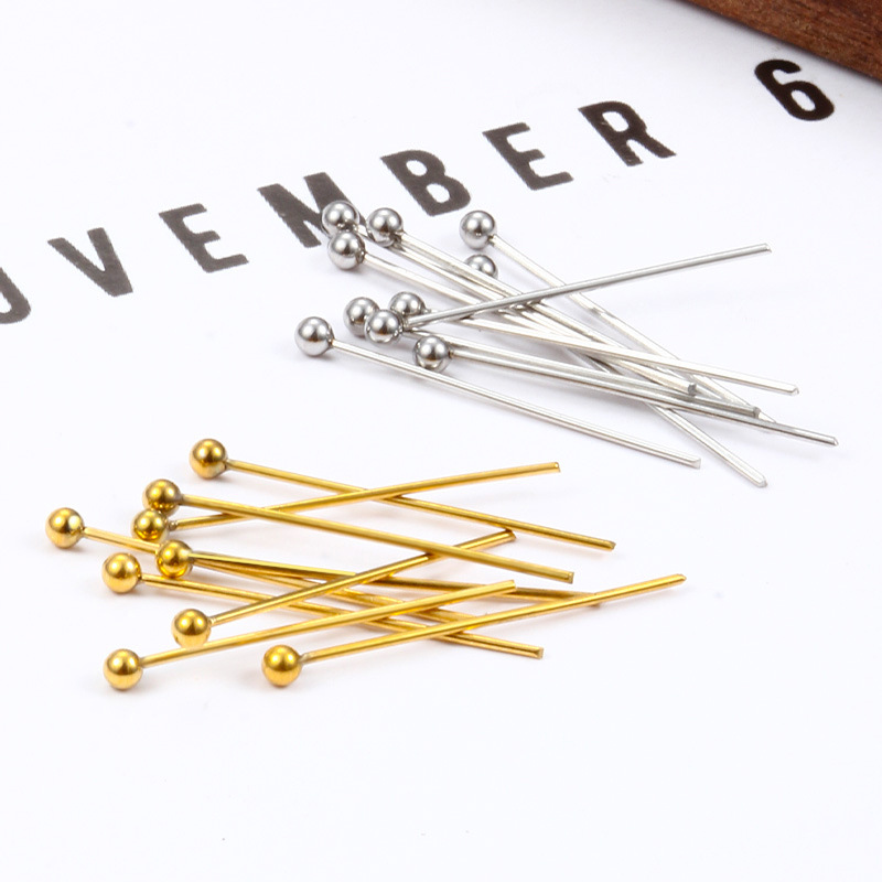 New Spherical Needle Round Head Needle Stainless Steel Jewelry Accessories DIY Beading Material Multi-Specification Fashionable Titanium Steel Accessories