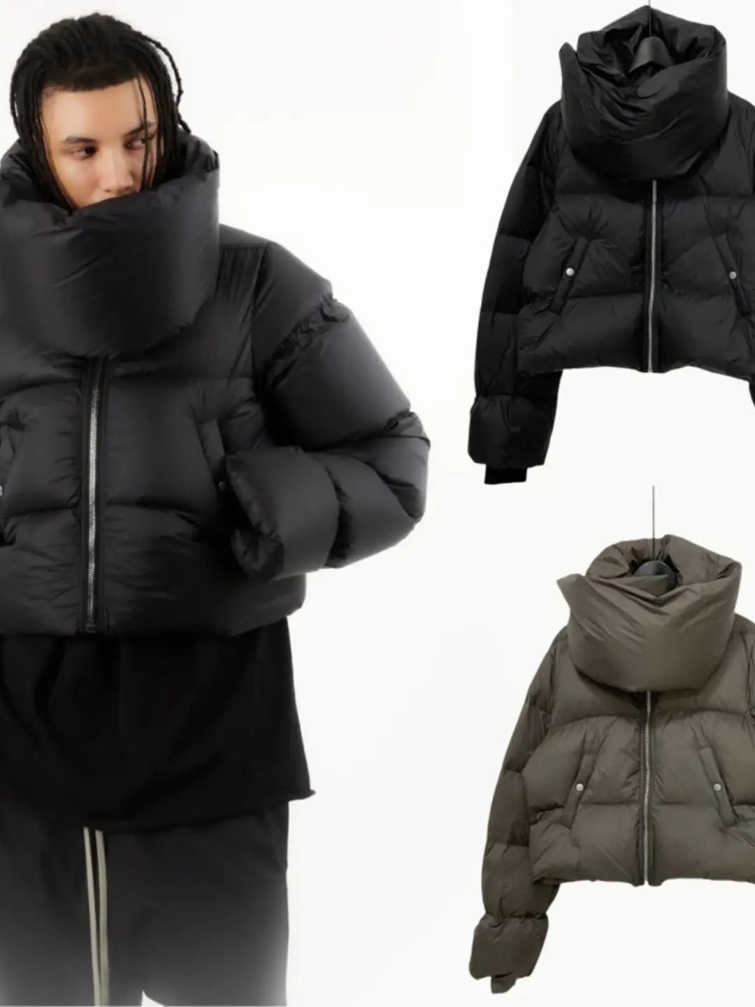 DAWNHIN RO F/W dark down baker's wear silhouette fluffy scarf duck down short jacket men and women with the same paragraph