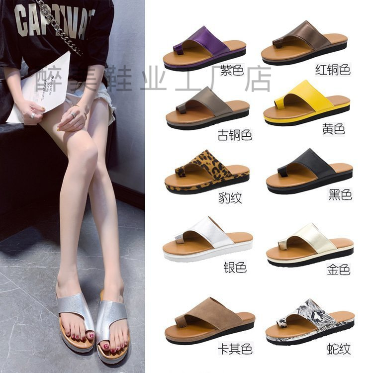 wish Amazon hot sale European and American plus size women's shoes 43 casual slippers toe leopard print sandals women's cross-border foreign trade