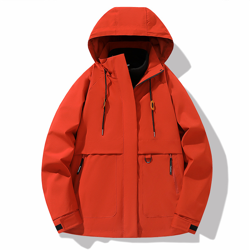 Liu Yifei Same Style Three-in-One Solid Color Hooded Warm Outdoor Sports Windproof Waterproof Double-Rush Mountaineering Jacket for Men