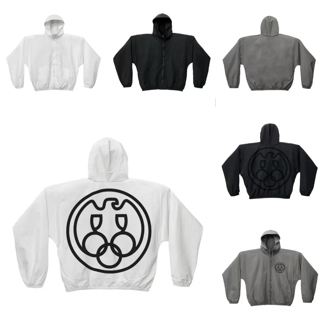 Kanye's Same Style Collaboration Yeezyx Gosha Sun Protection Printed Zip-Up Hooded Windbreaker Jacket Trendy