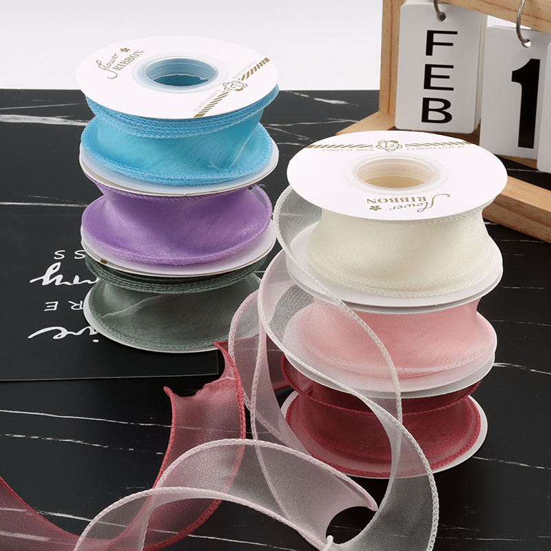 fishtail gauze belt solid color over edge gauze belt bouquet gift packaging ribbon handmade diy bow satin ribbon webbing