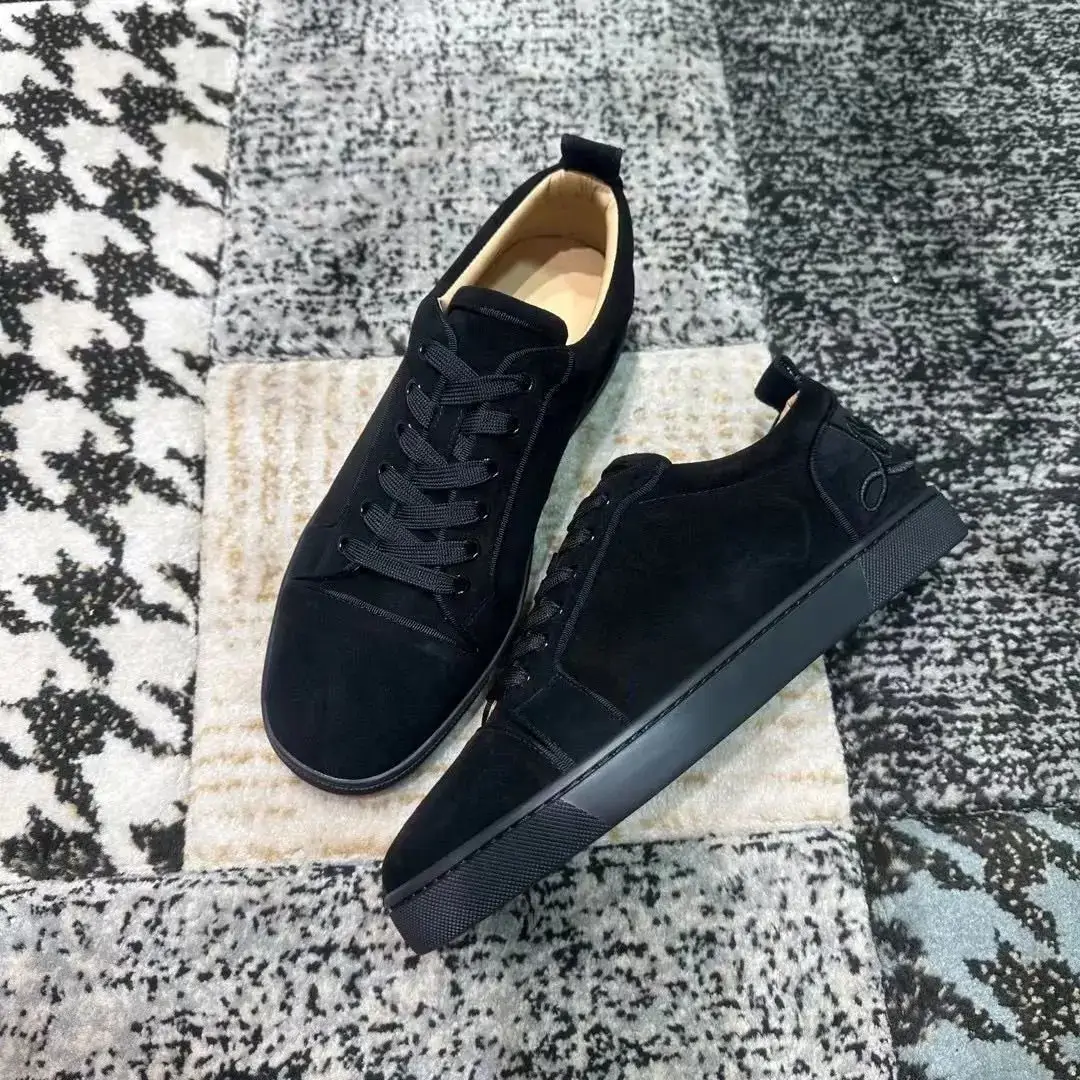 Christian Louboutin Black Suede Low-Top Sneakers