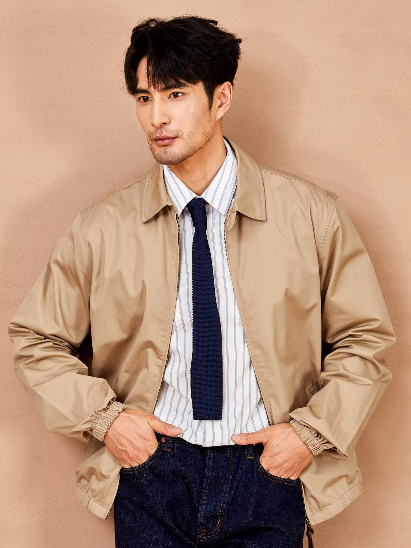 2025 Autumn Old Money Style Loose Cleanfit Stand Collar Short Jacket Men's Trendy American Casual Flight Jacket QC-foto från 1688 på Qualit.ly
