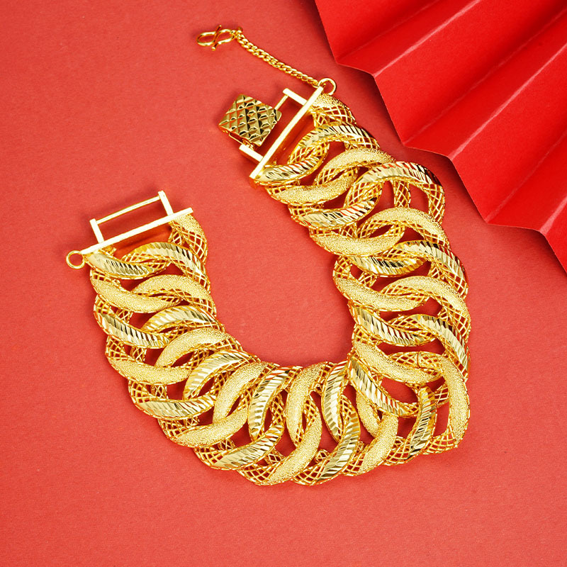 Cross-Border Southeast Asia Hot-Selling Jewelry Vietnamese Sand Gold Men's Boss Chain Frosted Texture Bracelet Long-Lasting Color Supply