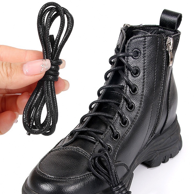 Round waxed shoelaces thin wax rope lazy waterproof leather shoes shoelaces men and women wax garden oil bright leather shoes shoelaces