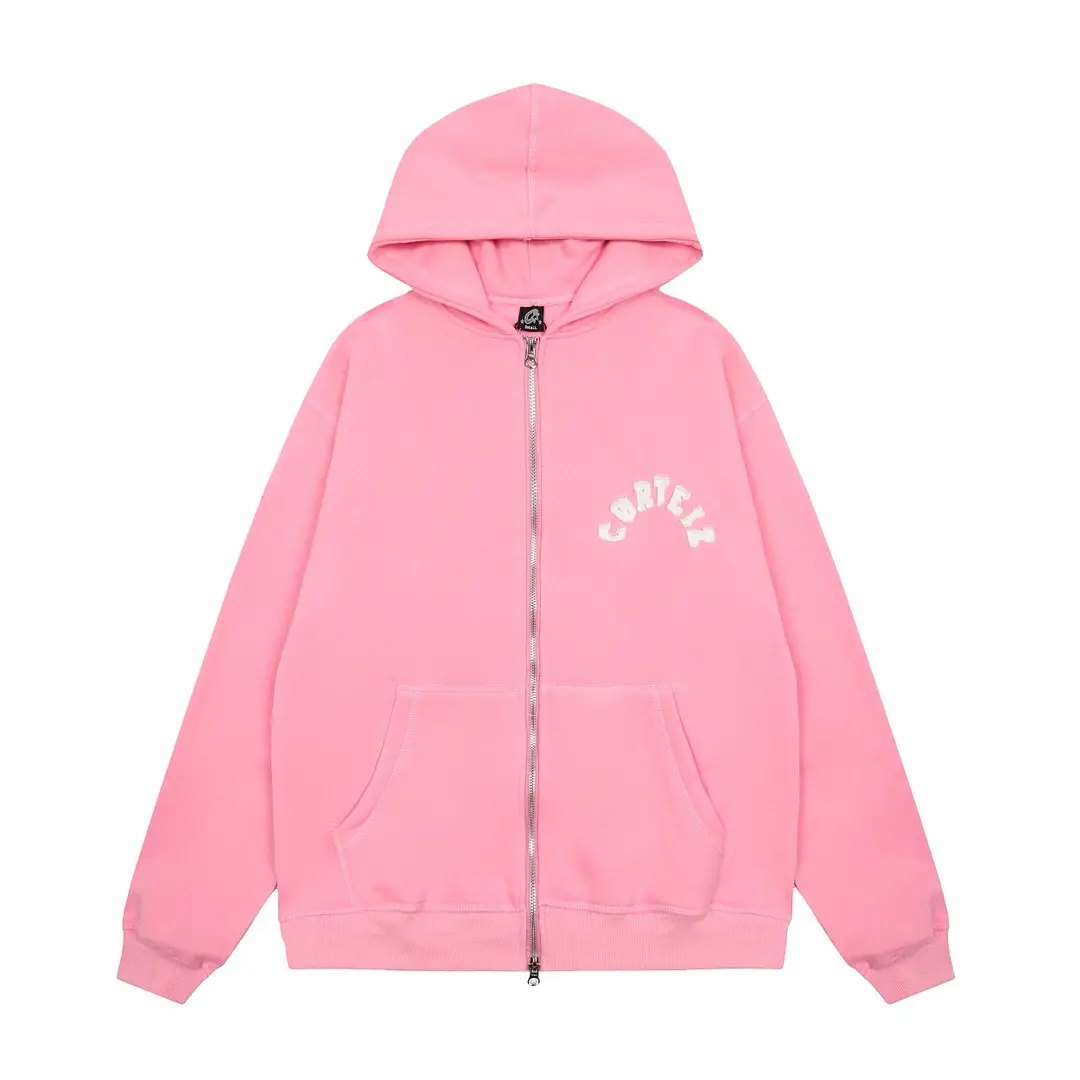 Corteiz Street Hip-Hop Zip-Up Hoodie Sweatshirt, European and American Celebrity Style Jacket, Trendy Sports Suit