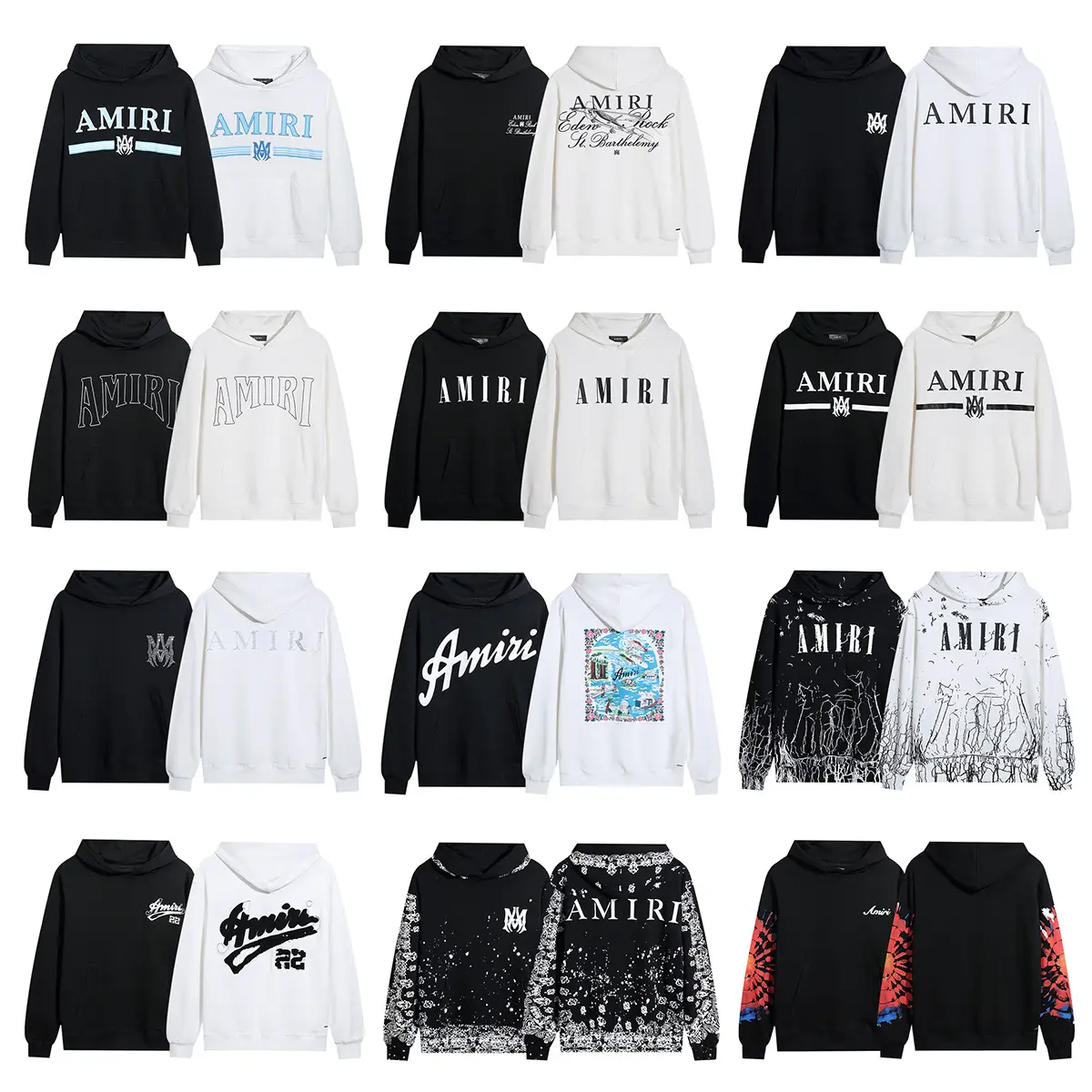 Trendy Am Sweatshirt Iri Cracked Letter Logo Splashed Ink Graffiti Hoodie Couple Jacket Sweatshirt for Men and Women