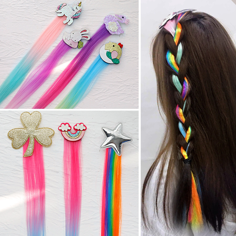 Children's Colorful Braided Hair Rope Braids Colorful Hair Accessories Hairpins Girls Dirty Braids Hip-Hop Gradient Color Belts