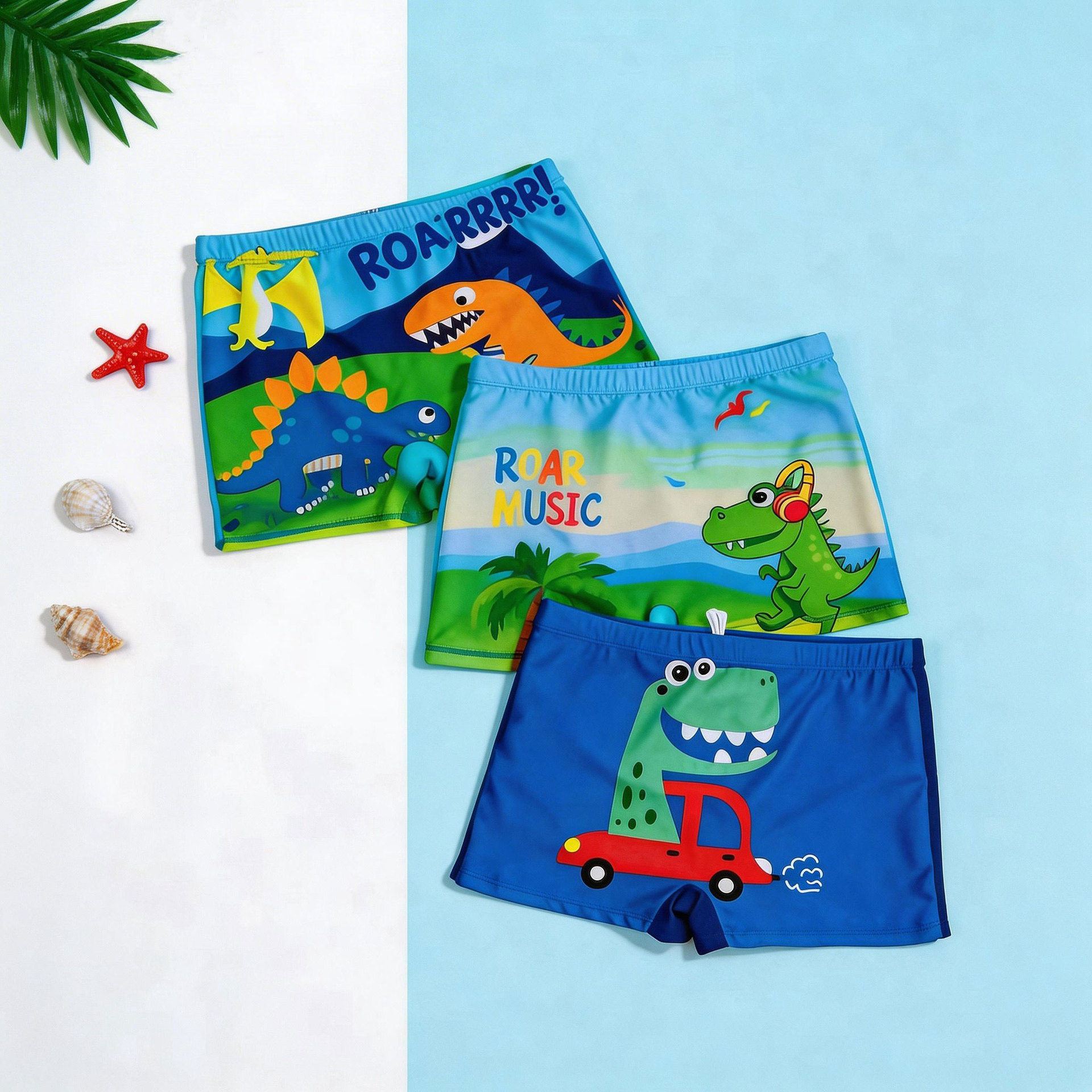 Summer 3-6 Years Old Boxer Swim Trunks Adolescent Children Cartoon Boys Kids Printed Hot Spring Equipment Shorts