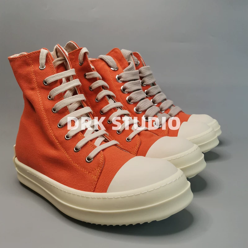 2022 new accessory line orange canvas back patch thick shoelaces high top lace up unisex couple shoes