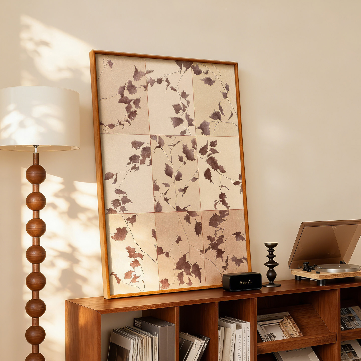 Vintage-Style High-End Living Room Decorative Painting, Retro Art Plant-Themed Entryway Tabletop Ornament, Floor-Standing Painting, Wall Hanging