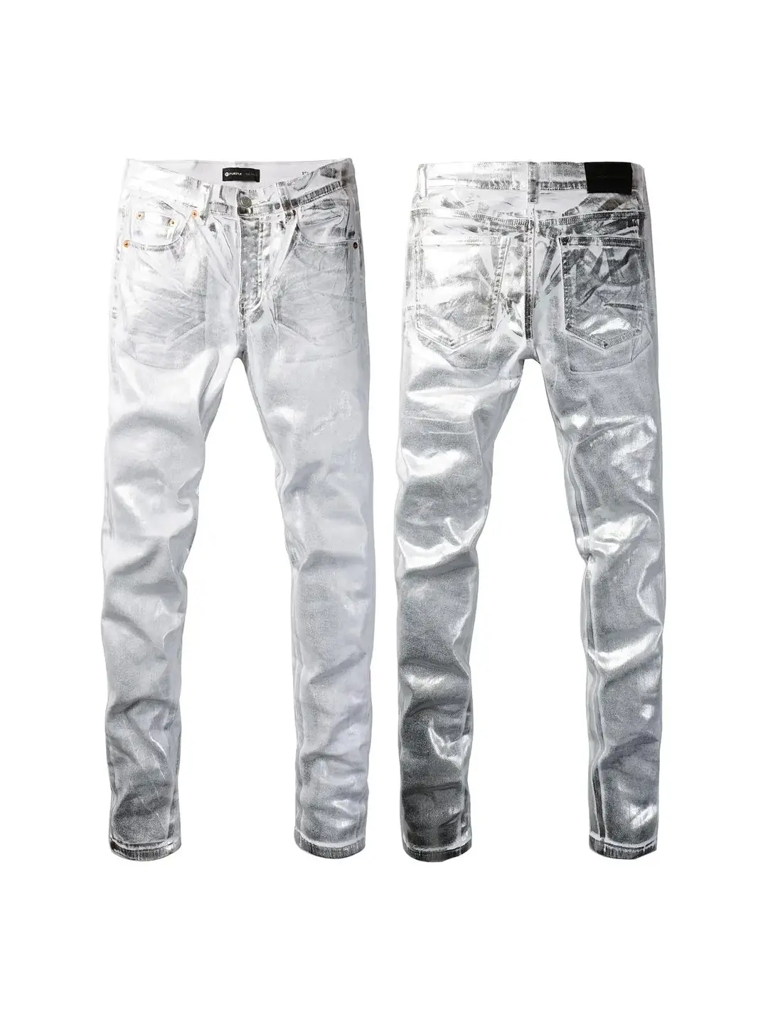 Purple Brand Metallic Silver Jeans