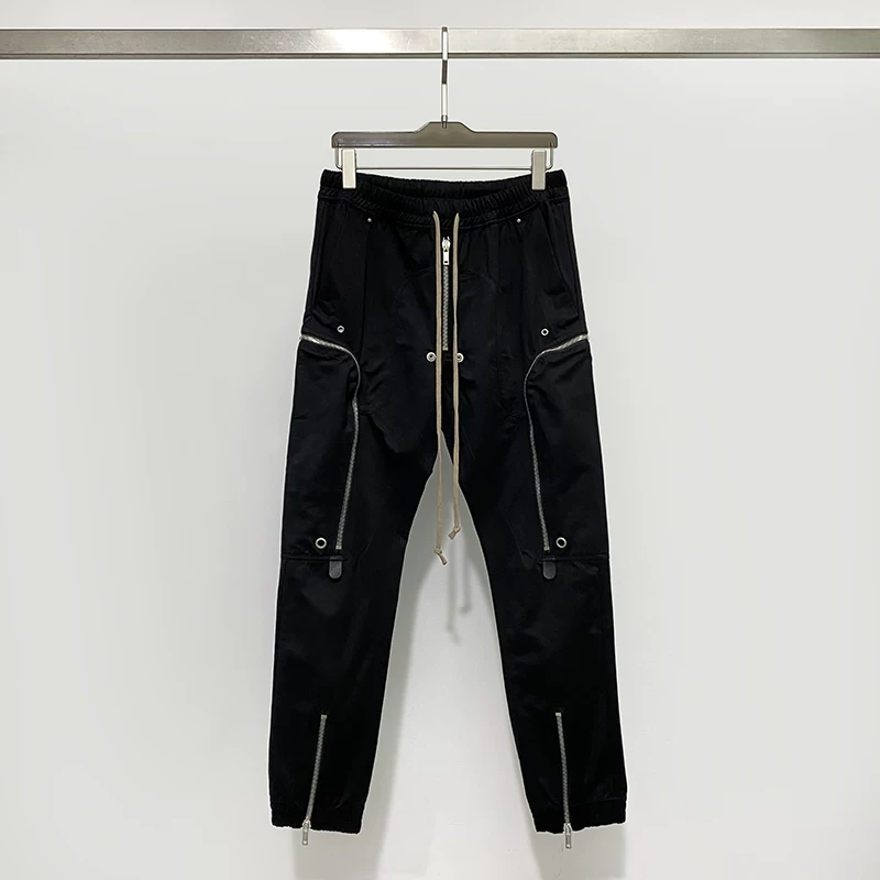 Mainline Fashion Show Dark Heavy-Duty Multi-Zip Side Pocket Biker Functional Slim-Fit Long Pants Unisex Versatile Pants