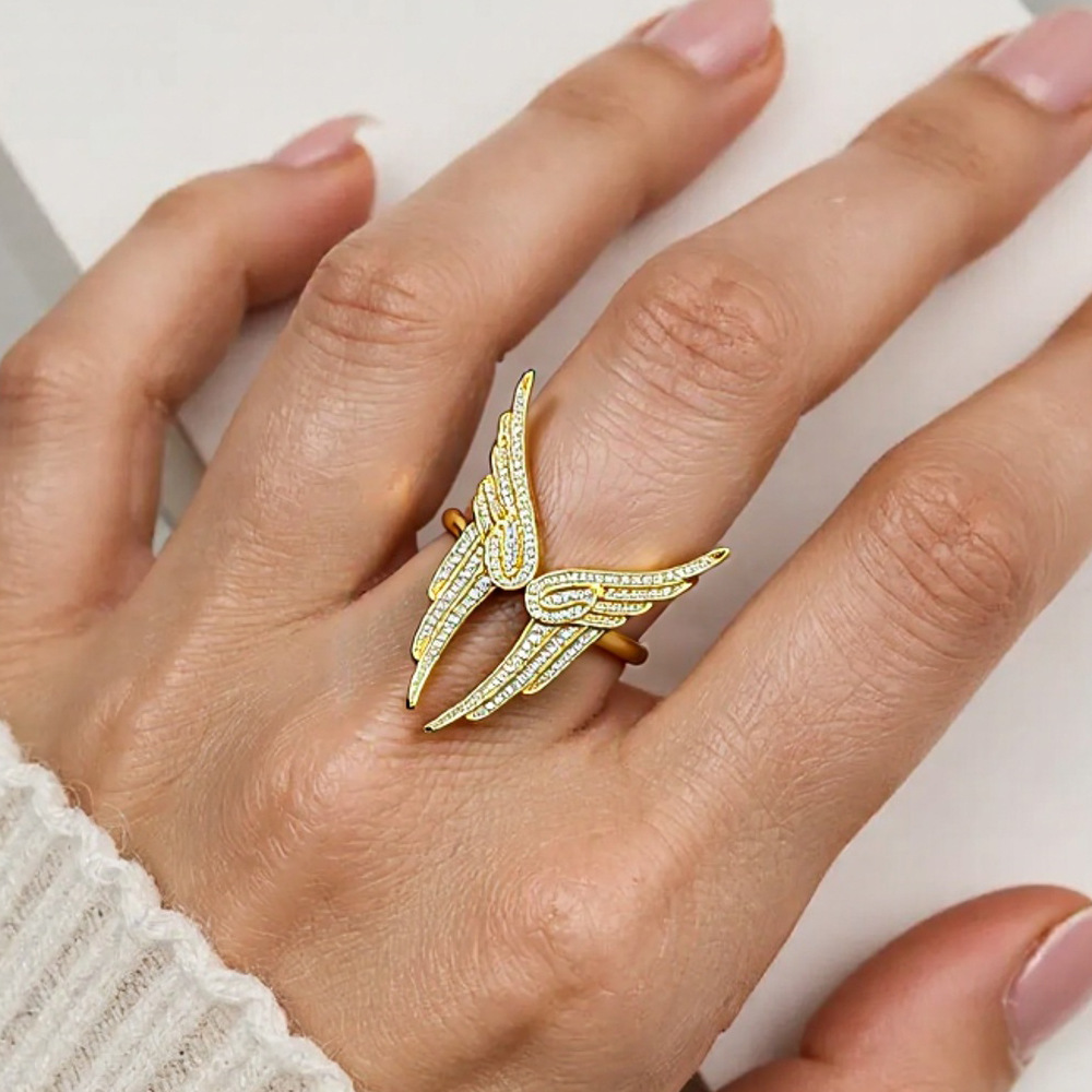 Angel Wings Full Set Zircon Manner Ring Wings Element Designer Premium Daily Joker Ring
