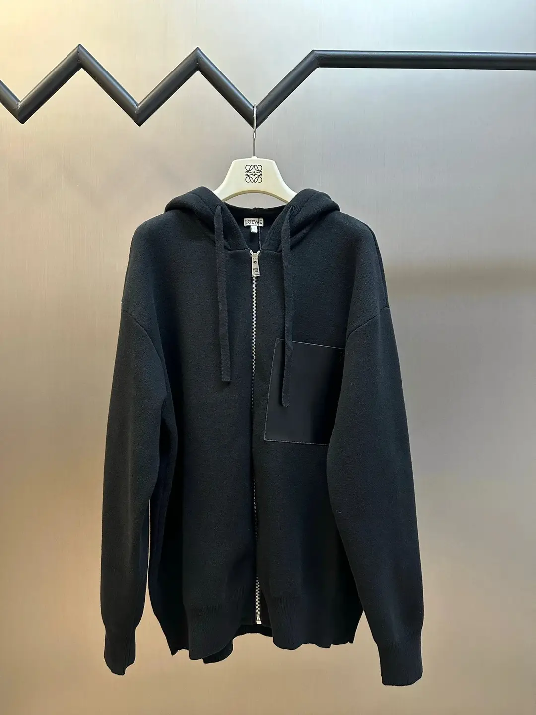 Loewe Small Logo Leather Patch Pocket Sweater Cardigan Coat