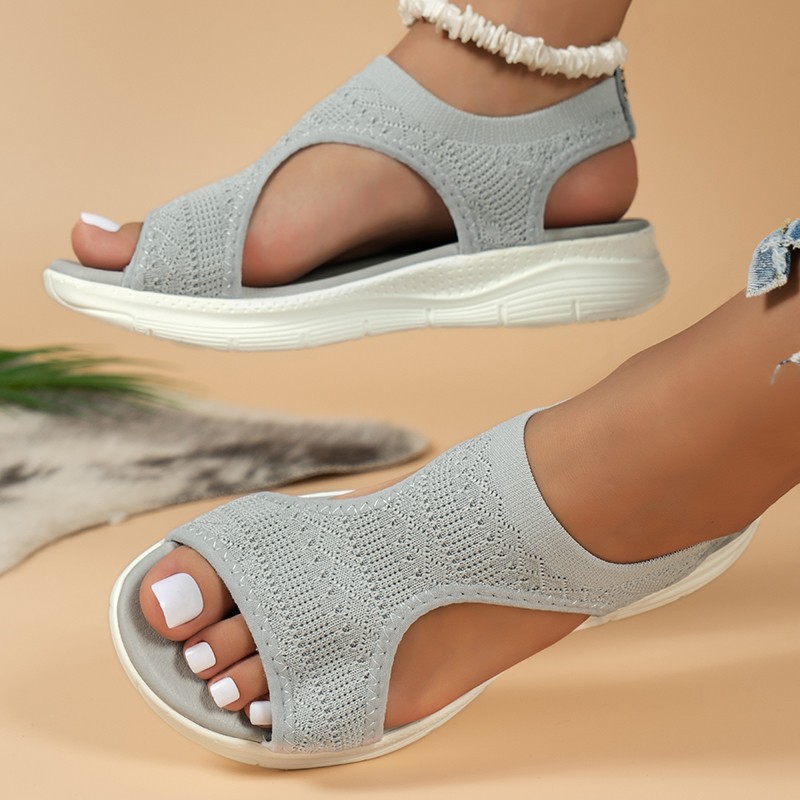 Cross-border New Sandals Women's Spring and Summer 2024 Mesh Thick-soled Feet Fish Mouth Flying Woven Casual Sports Large Size Women's Shoes