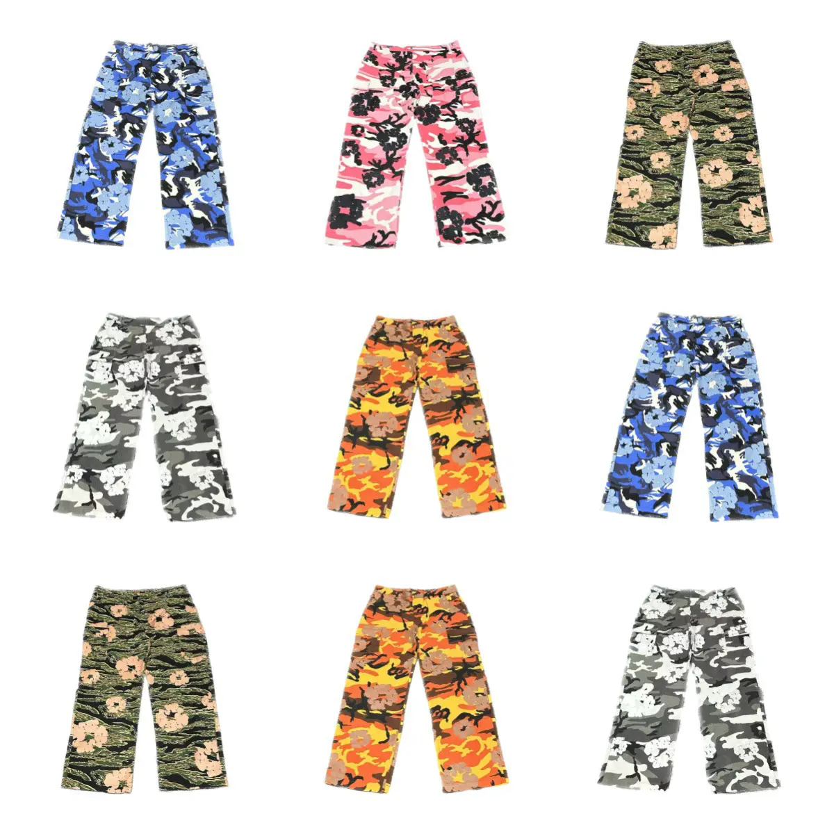 New Trendy American Style D t Full Print Multi-Pocket Camouflage Casual Loose Unisex Couple Ins Cargo Pants