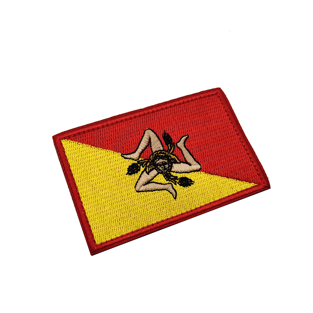 Spot Sicilian Island Flag Embroidered Patch 9*6cm Velcro Armband V90569