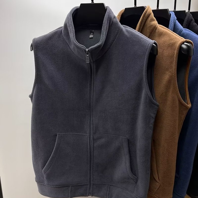Fleece Warm Washer Men's Autumn and Winter Middle-aged and Young People's Fleece-lined Thickened Vest Loose Casual All-match Dad's Clothing