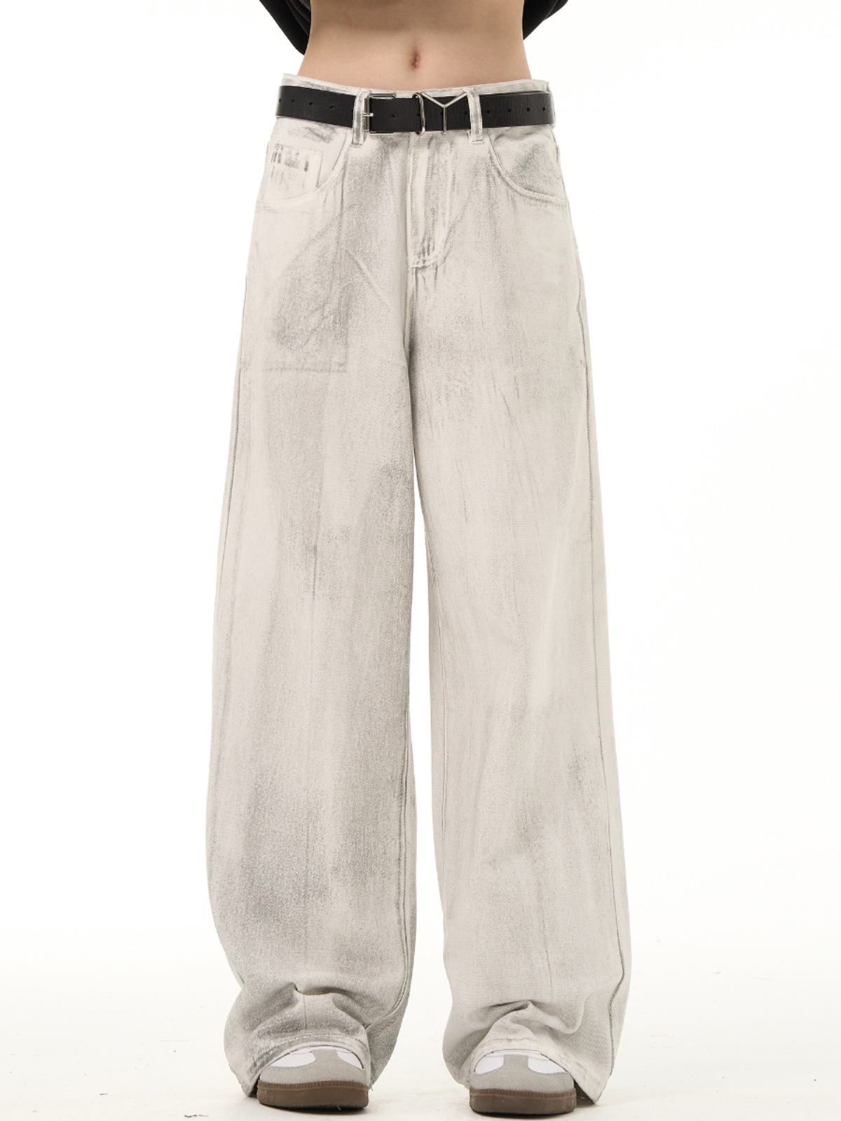 American New Style National Fashion Washed Old Loose Dipped Jeans Retro Original Design dirtyfit Pants for Men