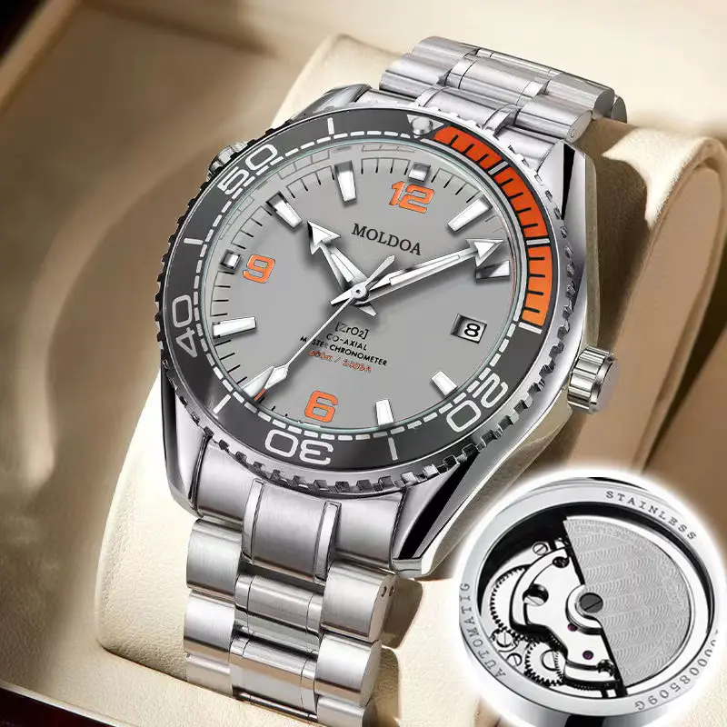 Seahorse 600 automatic fake mechanical skeleton watch men's luminous calendar waterproof jitterbug fast one piece of hair