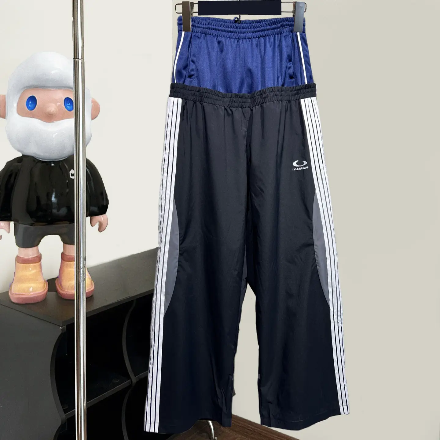 Paris Correct B Home LOOP SPORTS ICON Half Loop Tide Striped Fake Two Piece Patchwork Casual Pants Long