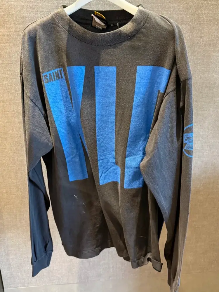 Saint Michael 25Ss “Klf Exhibition Limited Edition” Washed and Distressed Long-Sleeve T-Shirt for Men and Women, Trendy