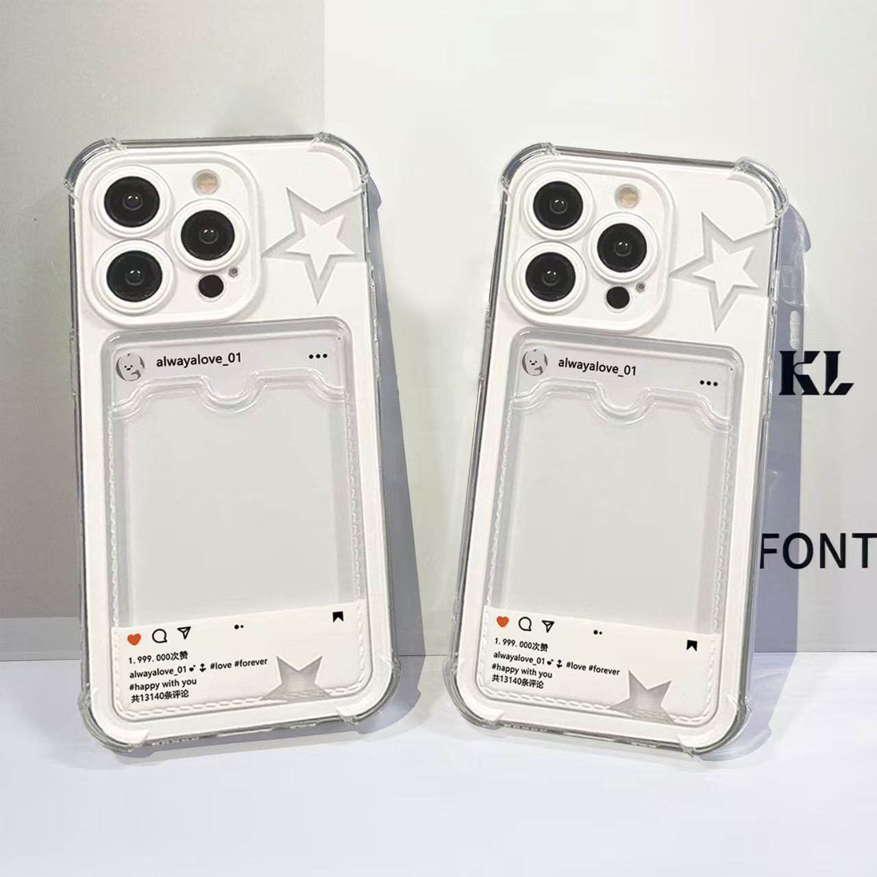 Hollow Star Suitable for Apple 16Pro Mobile Phone Case 15Promax Can Hold Cards 14Pro Card Holder 12 Anti-Fall