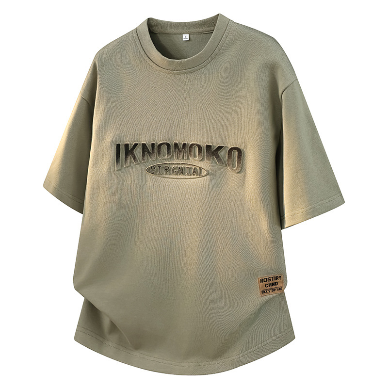 Large Size M-8Xl T-Shirt Summer New Popular Round Neck Short-Sleeved T-Shirt Men's American Retro Street Style Loose Trendy Brand