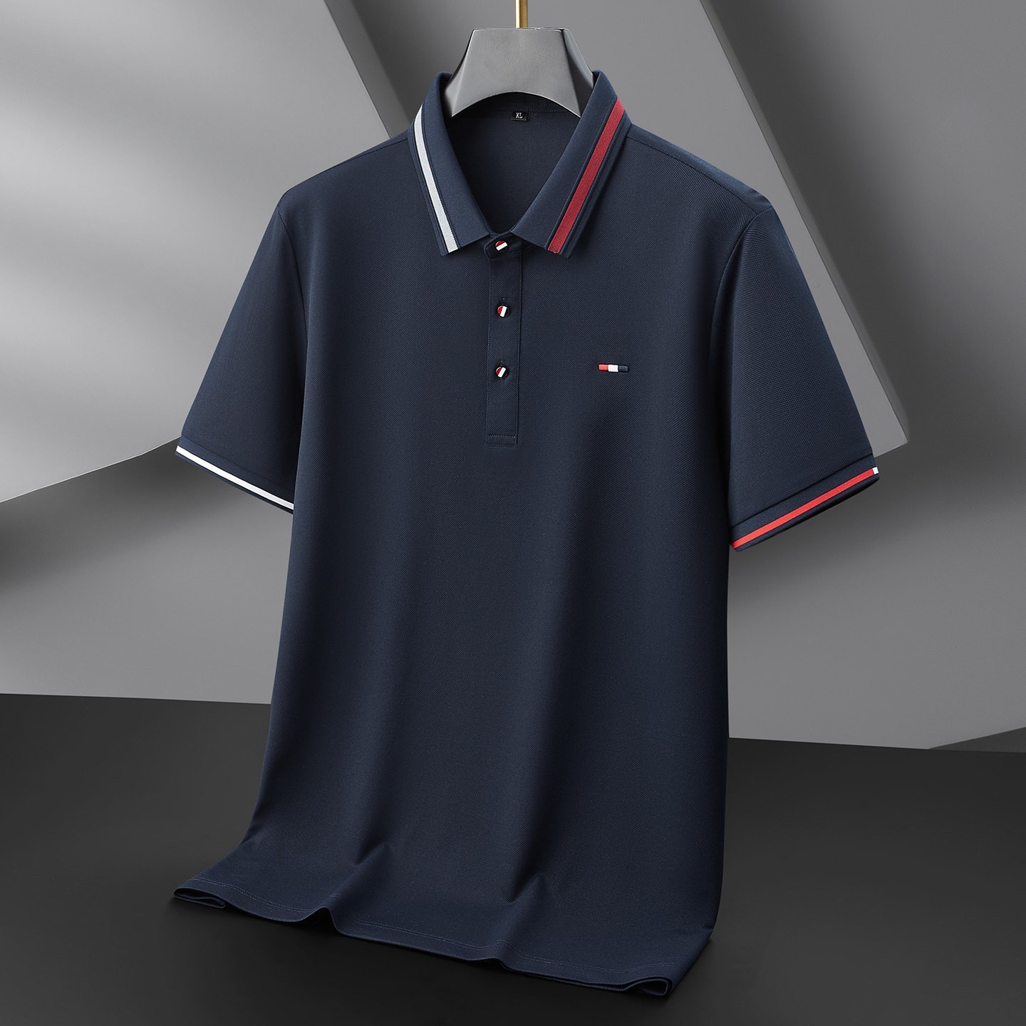 Fat Brother 2026 Fashion Color-Block Lyocell Cotton Short Sleeve Polo Shirt for Men, Plus Size Thin Half-Sleeve T-Shirt